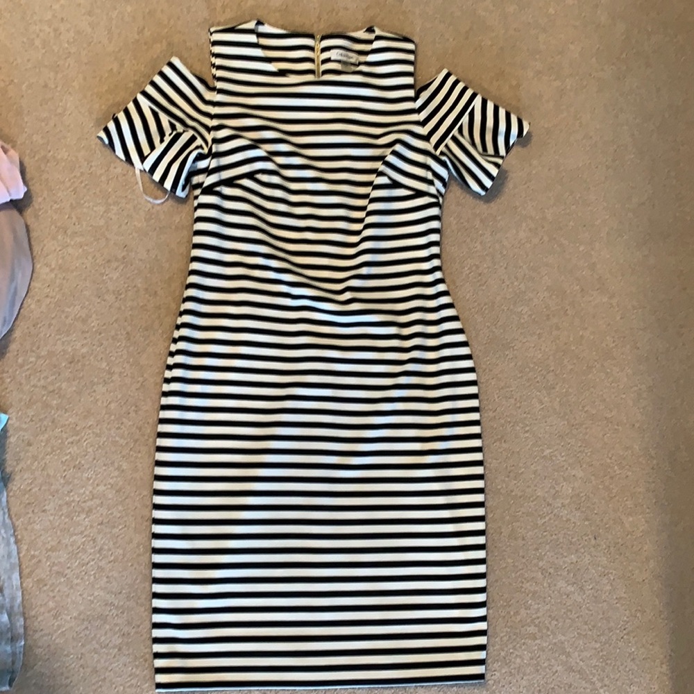 Calvin Klein black amd white stripped dress